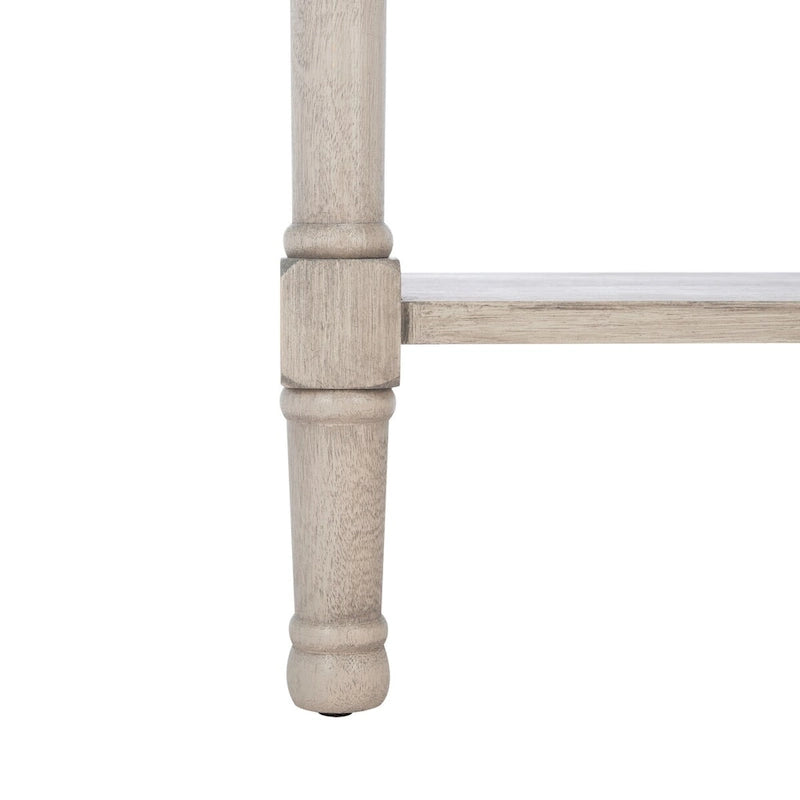 Console de ferme vieillie grise / blanche / grège / noire avec 2 tiroirs, pieds tournés et détails sculptés – Unité unique