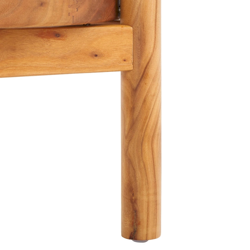 Table d'appoint à deux niveaux noire et naturelle avec plateau en verre trempé, base en rotin tressé et pieds en bois d'orme – Unité simple