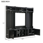Meuble d'entrée modulaire 4-en-1 noir/blanc avec porte-manteau, banc, meuble à chaussures et étagère de présentation – Unité unique