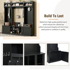 Meuble d'entrée modulaire 4-en-1 noir/blanc avec porte-manteau, banc, meuble à chaussures et étagère de présentation – Unité unique