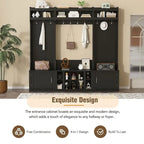Meuble d'entrée modulaire 4-en-1 noir/blanc avec porte-manteau, banc, meuble à chaussures et étagère de présentation – Unité unique