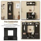 Meuble d'entrée modulaire 4-en-1 noir/blanc avec porte-manteau, banc, meuble à chaussures et étagère de présentation – Unité unique