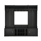 Meuble d'entrée modulaire 4-en-1 noir/blanc avec porte-manteau, banc, meuble à chaussures et étagère de présentation – Unité unique