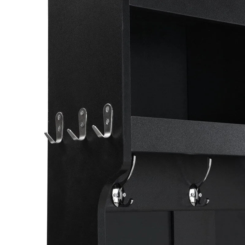 Meuble d'entrée modulaire 4-en-1 noir/blanc avec porte-manteau, banc, meuble à chaussures et étagère de présentation – Unité unique