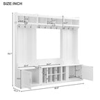 Meuble d'entrée modulaire 4-en-1 noir/blanc avec porte-manteau, banc, meuble à chaussures et étagère de présentation – Unité unique