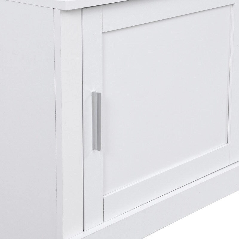 Meuble d'entrée modulaire 4-en-1 noir/blanc avec porte-manteau, banc, meuble à chaussures et étagère de présentation – Unité unique
