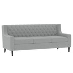 Canapé moderne du milieu du siècle en tissu beige/gris avec dossier capitonné et coussins en mousse haute densité – 3 places