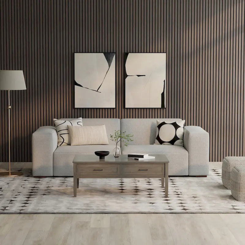 Canapé modulaire moderne – 2 places, Caramel / Gris clair / Terre de Sienne