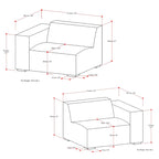 Canapé modulaire moderne – 2 places, Caramel / Gris clair / Terre de Sienne