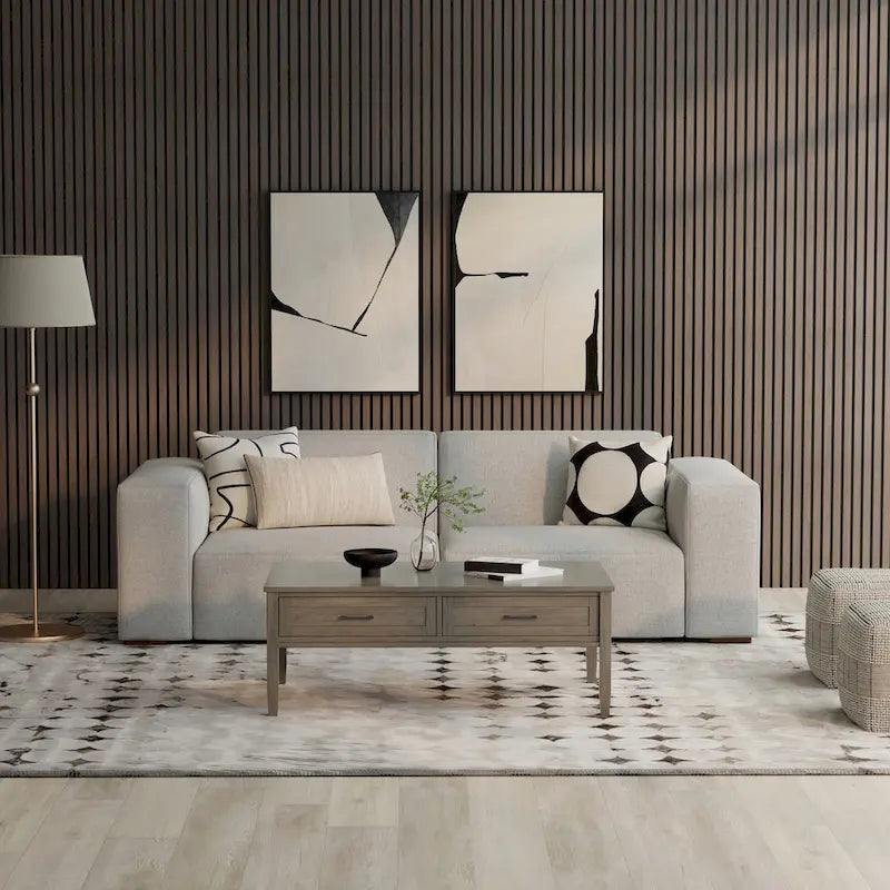 Canapé modulaire moderne – 2 places, Caramel / Gris clair / Terre de Sienne