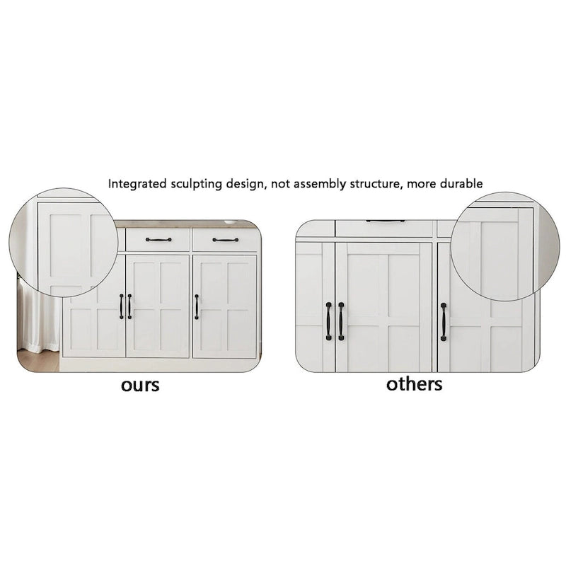 Bahut de ferme blanc en MDF avec 2 tiroirs et 4 portes – Unité simple