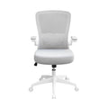 Fauteuil de travail à dossier en maille grise avec accoudoirs relevables et réglage pneumatique de la hauteur – Unité