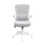 Fauteuil de travail à dossier en maille grise avec accoudoirs relevables et réglage pneumatique de la hauteur – Unité