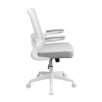 Fauteuil de travail à dossier en maille grise avec accoudoirs relevables et réglage pneumatique de la hauteur – Unité
