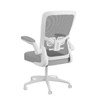 Fauteuil de travail à dossier en maille grise avec accoudoirs relevables et réglage pneumatique de la hauteur – Unité