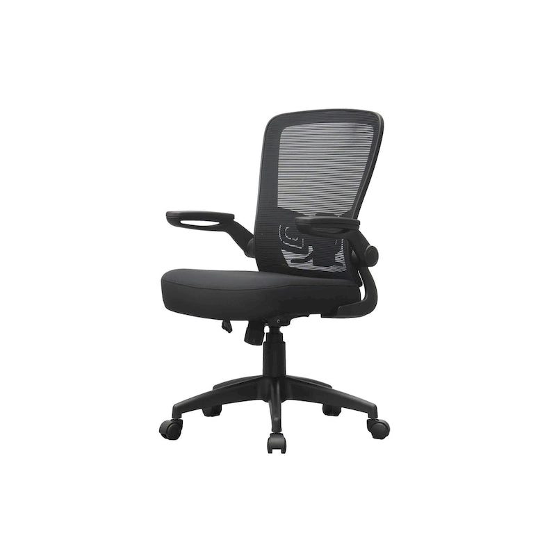 Fauteuil de travail à dossier en maille grise avec accoudoirs relevables et réglage pneumatique de la hauteur – Unité