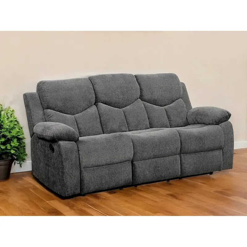 HomeRoots 82 Gray Chenille Reclining Sofa With Black Legs - 82