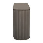 Meuble de rangement en MDF marron/bleu marine/noir avec portes à rayures verticales, poignées métalliques et étagères réglables – Unité unique