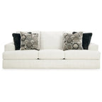 Canapé surdimensionné en polyester blanc/gris/noir/ivoire avec coussins en mousse haute résilience, base de plate-forme et 2 coussins décoratifs – 3 places