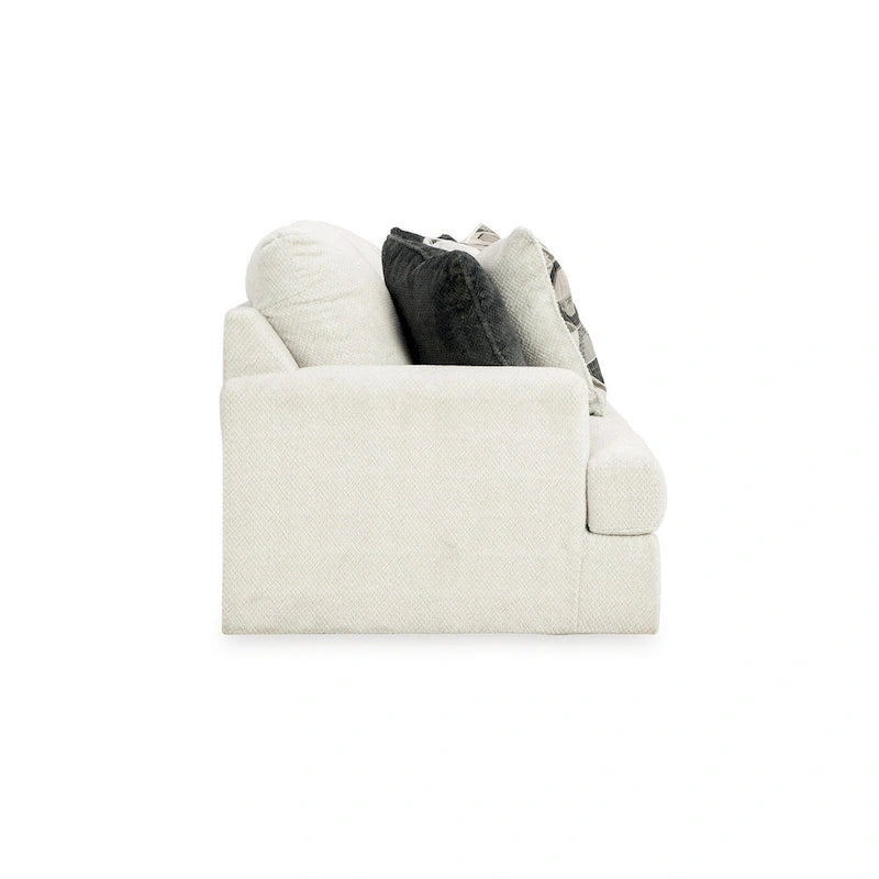 Canapé surdimensionné en polyester blanc/gris/noir/ivoire avec coussins en mousse haute résilience, base de plate-forme et 2 coussins décoratifs – 3 places