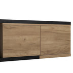 Table basse extensible bicolore blanc/noir avec 2 tiroirs et étagère latérale ouverte – Unité unique