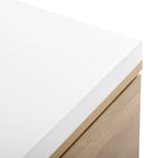 Table basse extensible bicolore blanc/noir avec 2 tiroirs et étagère latérale ouverte – Unité unique