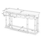 Console en MDF noir / blanc / bleu avec 4 tiroirs, étagère inférieure et pieds en pin – Unité unique
