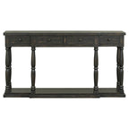 Console en MDF noir / blanc / bleu avec 4 tiroirs, étagère inférieure et pieds en pin – Unité unique