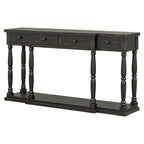 Console en MDF noir / blanc / bleu avec 4 tiroirs, étagère inférieure et pieds en pin – Unité unique