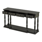 Console en MDF noir / blanc / bleu avec 4 tiroirs, étagère inférieure et pieds en pin – Unité unique