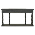 Console en MDF noir / blanc / bleu avec 4 tiroirs, étagère inférieure et pieds en pin – Unité unique