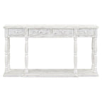 Console en MDF noir / blanc / bleu avec 4 tiroirs, étagère inférieure et pieds en pin – Unité unique
