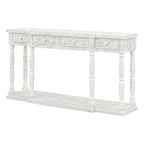 Console en MDF noir / blanc / bleu avec 4 tiroirs, étagère inférieure et pieds en pin – Unité unique