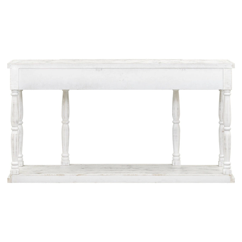 Console en MDF noir / blanc / bleu avec 4 tiroirs, étagère inférieure et pieds en pin – Unité unique
