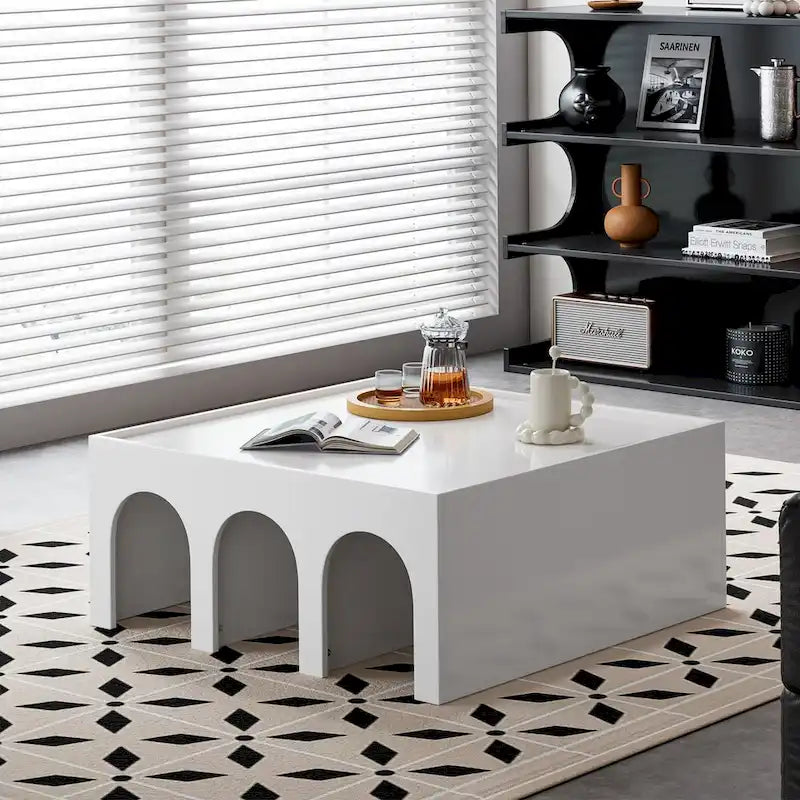 Étagère et table basse minimalistes modernes blanches à 4 niveaux – Meuble unique