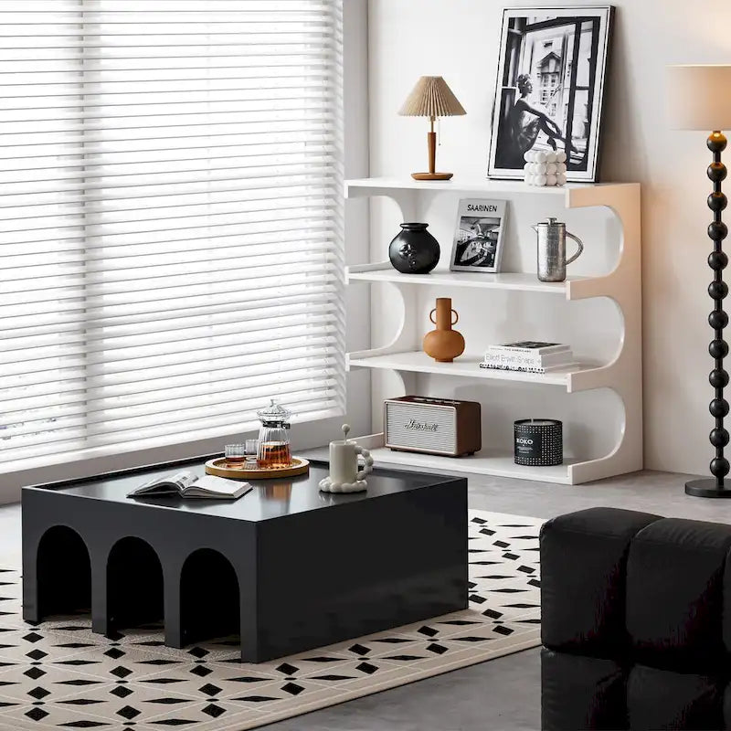 Étagère et table basse minimalistes modernes blanches à 4 niveaux – Meuble unique