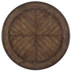 Table à manger ronde traditionnelle en bois de récupération avec finition rustique en noyer – Jusqu'à 8 places