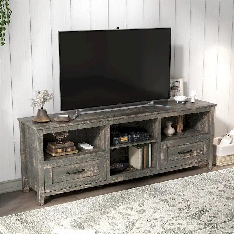 70 Inch Length TV Stand with 2 Drawers and 4 Storage Compartment