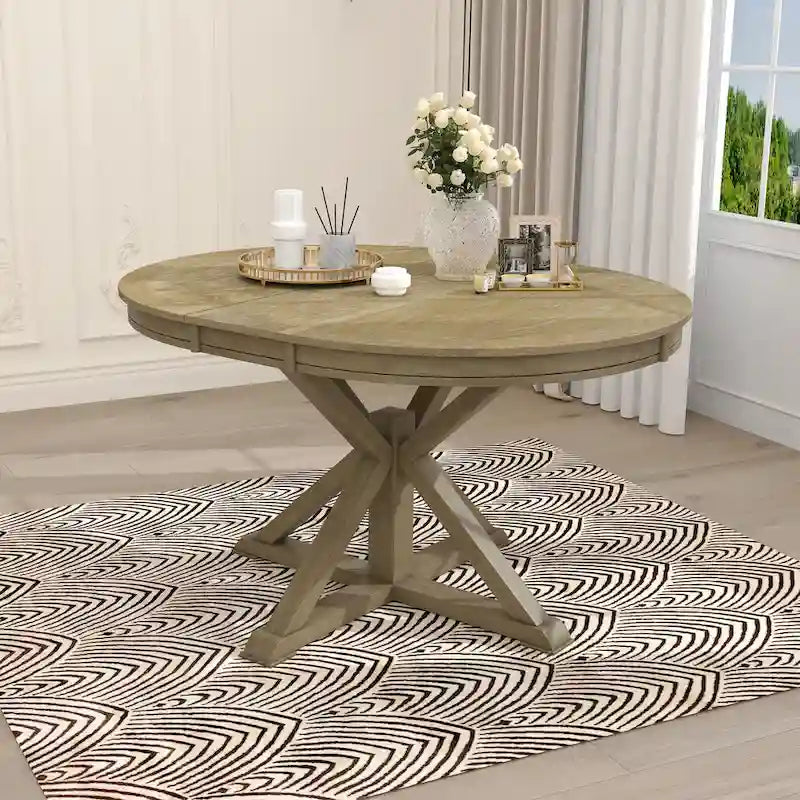 Retro Functional Extendable Dining Table with a 12 Leaf for Dining Room