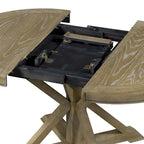 Table à manger ronde extensible avec rallonge papillon et pieds en bois massif en X, en MDF plaqué chêne naturel/marron/espresso – Jusqu'à 6 places