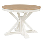 Table à manger ronde extensible avec rallonge papillon et pieds en bois massif en X, en MDF plaqué chêne naturel/marron/espresso – Jusqu'à 6 places