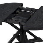 Table à manger ronde extensible avec rallonge papillon et pieds en bois massif en X, en MDF plaqué chêne naturel/marron/espresso – Jusqu'à 6 places