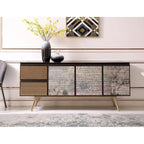 Modrest Phelan Modern Smoked Ash & Brass Buffet