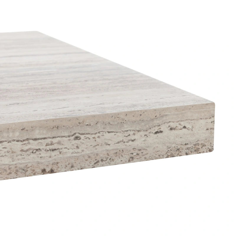 Table de salle à manger en pin recyclé marron/beige avec piètement à rainures verticales et pieds massifs – Pour 8 personnes