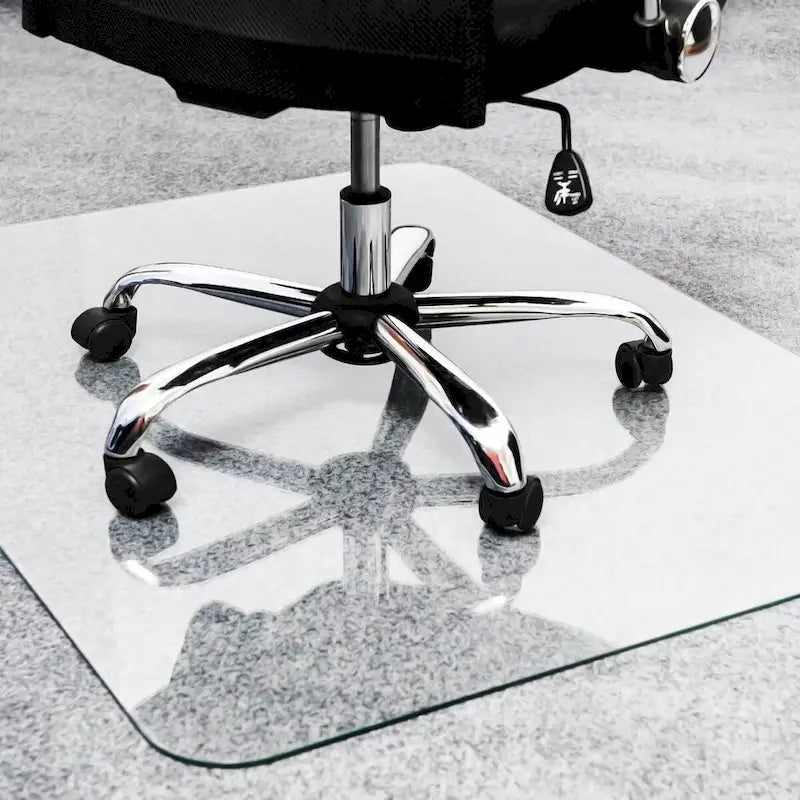 Tapis de protection de sol en verre trempé transparent pour sols durs et moquettes – 48 x 60 po
