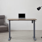 Bureau debout à hauteur réglable électrique avec mémoire préréglée, gris/beige et naturel/blanc et chêne gris/noir – Unité unique