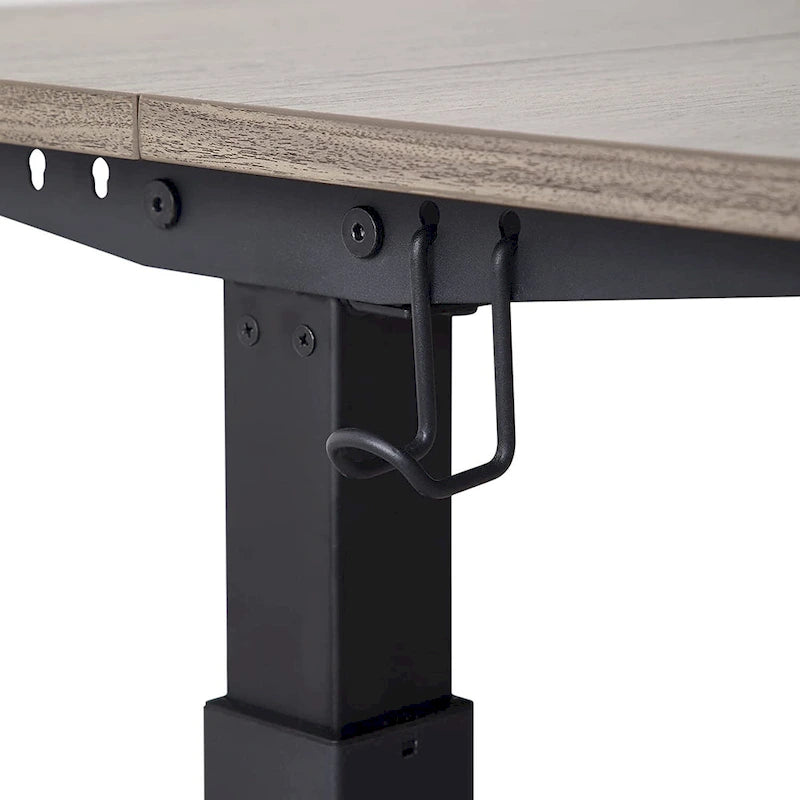 Bureau debout à hauteur réglable électrique avec mémoire préréglée, gris/beige et naturel/blanc et chêne gris/noir – Unité unique
