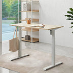 Bureau debout à hauteur réglable électrique avec mémoire préréglée, gris/beige et naturel/blanc et chêne gris/noir – Unité unique
