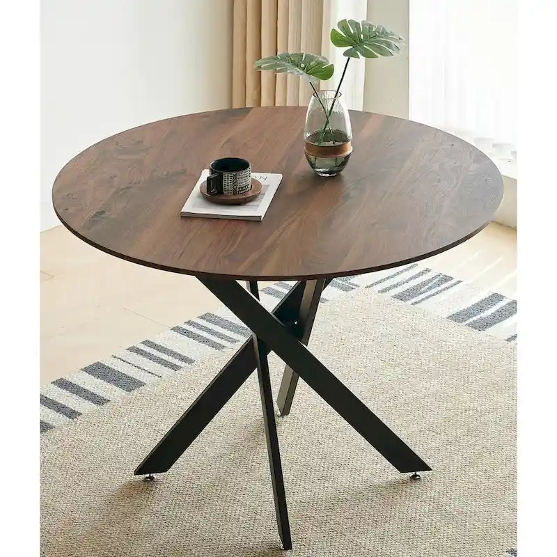 Mid-century Dining Table With Round Table Top Pedestal Dining Table