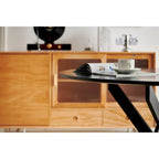 Table à manger piédestal de style Mid-Century avec plateau rond en MDF marron/noir et pieds en métal – 2 à 4 places